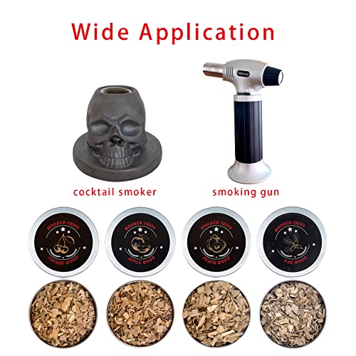 Yinanroa Wood Chips for Smoking Gun Hand-held Smoke Gun Smoker Infuser Cocktail Smoker Kit（Oak,Peach,Apple,Cherry 4 Pack） Wood Chips for Smoker