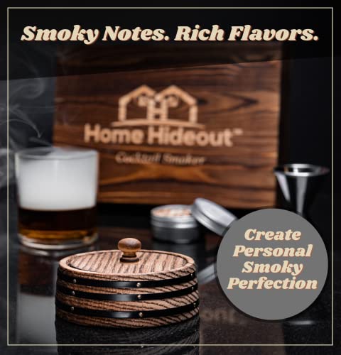 Whiskey Barrel Design Cocktail Smoker Kit with Torch and 4 Flavored Wood Chips (Oak, Hickory, Mesquite, and Cherry) - Old Fashioned Cocktail Kit/Bourbon Smoker Kit; Whiskey Smoker, Bourbon Gifts for Men (No Butane)