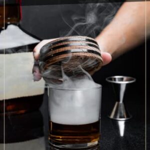 Whiskey Barrel Design Cocktail Smoker Kit with Torch and 4 Flavored Wood Chips (Oak, Hickory, Mesquite, and Cherry) - Old Fashioned Cocktail Kit/Bourbon Smoker Kit; Whiskey Smoker, Bourbon Gifts for Men (No Butane)