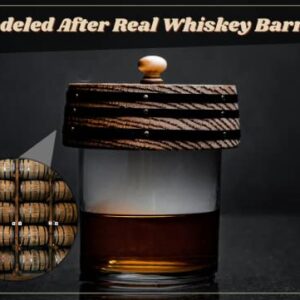 Whiskey Barrel Design Cocktail Smoker Kit with Torch and 4 Flavored Wood Chips (Oak, Hickory, Mesquite, and Cherry) - Old Fashioned Cocktail Kit/Bourbon Smoker Kit; Whiskey Smoker, Bourbon Gifts for Men (No Butane)