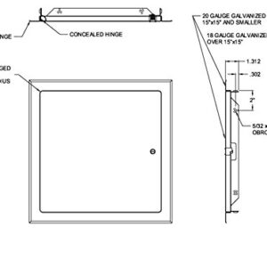 Acudor UF-5500 Universal Flush Access Door 24-3/8 Inch x 24-3/8 Inch, White