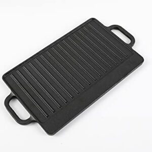 HAWOK Cast Iron Reversible Grill Rectangular Griddle 12.6x8 inch