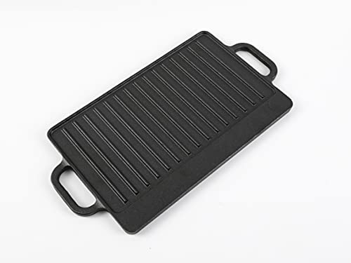 HAWOK Cast Iron Reversible Grill Rectangular Griddle 12.6x8 inch