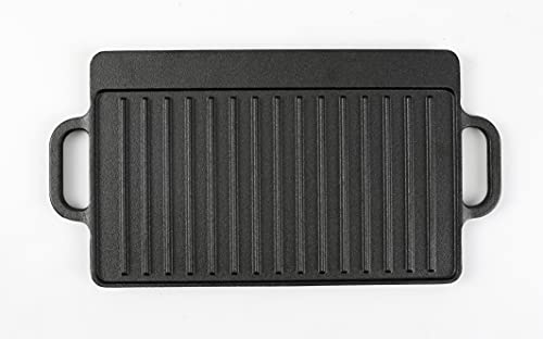 HAWOK Cast Iron Reversible Grill Rectangular Griddle 12.6x8 inch