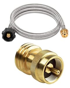 shinestar 1lb to 20lb propane adapter with durable braided hose (5ft), comes with a propane tank adapter