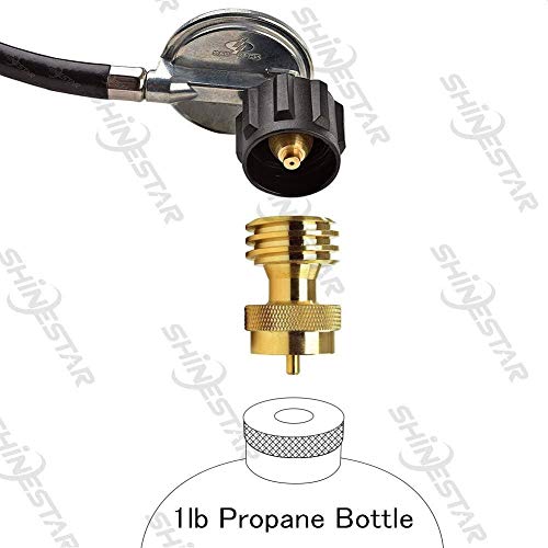 SHINESTAR 1lb to 20lb Propane Adapter with Durable Braided Hose (5FT), Comes with A Propane Tank Adapter