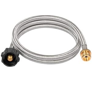 SHINESTAR 1lb to 20lb Propane Adapter with Durable Braided Hose (5FT), Comes with A Propane Tank Adapter