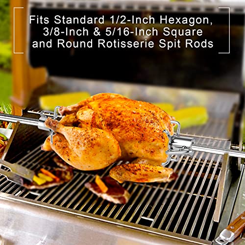 Apromise Rotisserie Forks - Heavy Duty Rotisserie Meat Forks (2 Pieces) | Fit for 1/2-Inch Hexagon & 3/8-Inch and 5/16-Inch Square Rotisserie Spit Rods and Round Spits