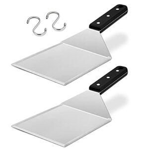 Metal Spatula Set of 2, HaSteeL Stainless Steel Large Griddle Spatulas with ABS Handle, Heavy Duty Hamburger Turner Pancake Flipper Great for Teppanyaki Flat Top BBQ Cooking, Dishwasher Safe & 2 Hooks