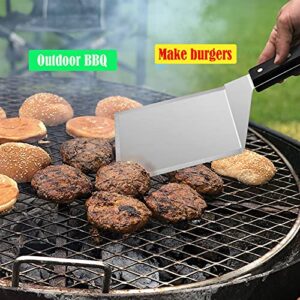 Metal Spatula Set of 2, HaSteeL Stainless Steel Large Griddle Spatulas with ABS Handle, Heavy Duty Hamburger Turner Pancake Flipper Great for Teppanyaki Flat Top BBQ Cooking, Dishwasher Safe & 2 Hooks