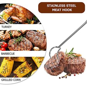 Cabilock Food Flipper Turner Hook Stainless Steel Grilling Meat Hook Small Barbecue Cooking Turners for Turning Bacon Steak Meat Vegetables Sausage Fish and More