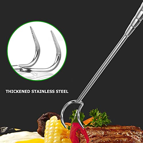 Cabilock Food Flipper Turner Hook Stainless Steel Grilling Meat Hook Small Barbecue Cooking Turners for Turning Bacon Steak Meat Vegetables Sausage Fish and More