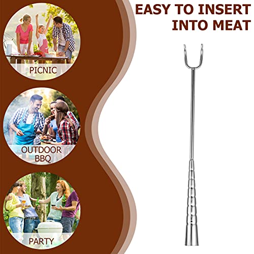 Cabilock Food Flipper Turner Hook Stainless Steel Grilling Meat Hook Small Barbecue Cooking Turners for Turning Bacon Steak Meat Vegetables Sausage Fish and More