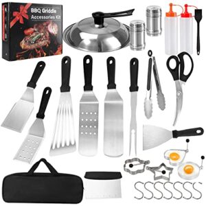 blackstone griddle accessories 31pcs flat top grill set for blackstone and camp chef 4pcs spatula set with carry bag blackstone accessories griddle kit basting cover scraper stainless steel