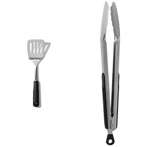 oxo good grips stainless steel turner & good grips 12-inch stainless-steel locking tongs