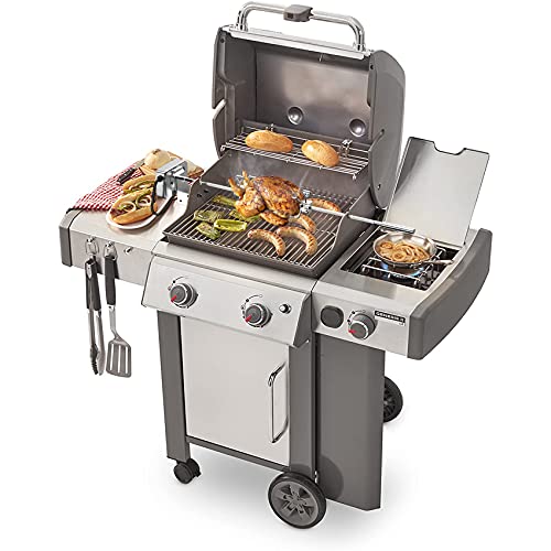 onlyfire Stainless Steel Grill Rotisserie Kit for Weber Genesis II and Genesis II LX 200 and 300 Series Gas Grills