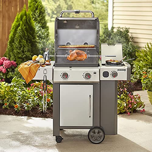 onlyfire Stainless Steel Grill Rotisserie Kit for Weber Genesis II and Genesis II LX 200 and 300 Series Gas Grills