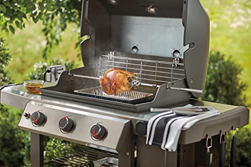 onlyfire Stainless Steel Grill Rotisserie Kit for Weber Genesis II and Genesis II LX 200 and 300 Series Gas Grills