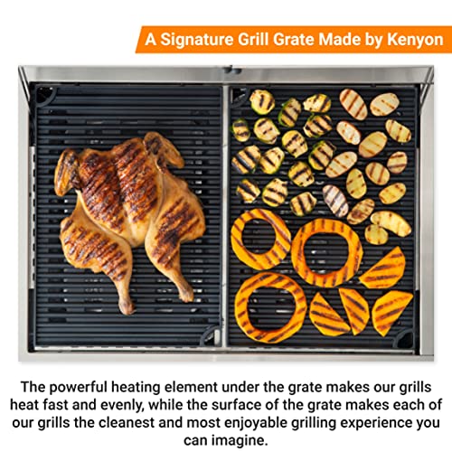 Kenyon Grill Grate, Surgical Grade Non-Stick Metal Grate, Cast Aluminum-Made Cooking Grate, Quick Heat Up and Cool Down, Prevents Heat Loss, Smoke, and Flare-Ups, Dishwasher Safe, Black