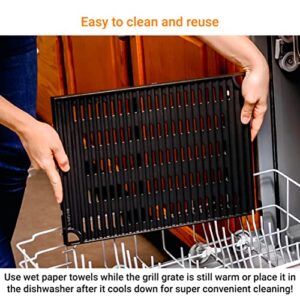 Kenyon Grill Grate, Surgical Grade Non-Stick Metal Grate, Cast Aluminum-Made Cooking Grate, Quick Heat Up and Cool Down, Prevents Heat Loss, Smoke, and Flare-Ups, Dishwasher Safe, Black