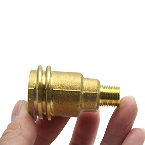 JIUDANI QCC1 Nut Propane Gas Fitting Adapter with 1/4 Inch Male Pipe Thread, Brass Propane Fittings, Propane Grills Outdoor Cooking, Solid Brass Propane Adapter