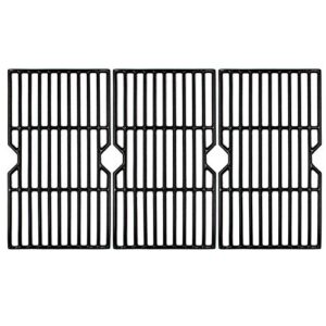 hongso 16 15/16″ porcelain coated cast iron grill grates cooking grid replacement for charbroil advantage 463343015, 463344116, kenmore, broil king gas grill, g467-0002-w1, 3-pack, (pcf123).