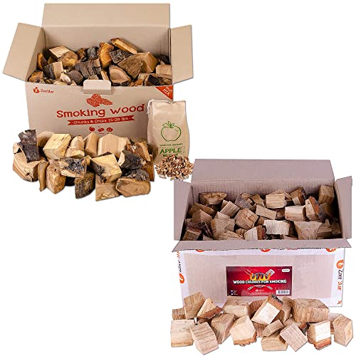 Zorestar Oak Smoker Wood Chunks and Apple Cherry (Fruit Mix) - 13-15lb