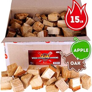 Zorestar Oak Smoker Wood Chunks and Apple Cherry (Fruit Mix) - 13-15lb