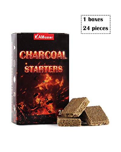 KAMaster 24 Squares Starter Blocks for Big Green Egg,Fire Starter Squares Waterproof Easy Fire Charcoal Starter Perfect for Barbecue Grills, BGE, Kamado Joe,Smokers, Wood Stove