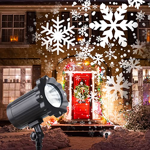 Christmas Snowflake Projector Lights Outdoor, Lasama Highlight Led Snowfall Projection, Waterproof Landscape Christmas Decorations Lighting for Xmas Home Party Wedding Garden Patio