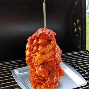 Al Pastor Skewer for Grill-Roasting Rack Stainless Steel Vertical Skewer Stand for Tacos Al Pastor, Shawarma, Kebabs, with 2 Size Skewers(8” &12”) for Smoker, Kamado Grill, Oven