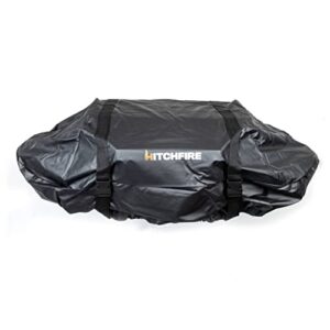 hitchfire forge 15 grill cover, water, flame, uv resistant, weather resistant grill cover for portable grill, bbq grill, two heavyweight buckling straps for secure fit