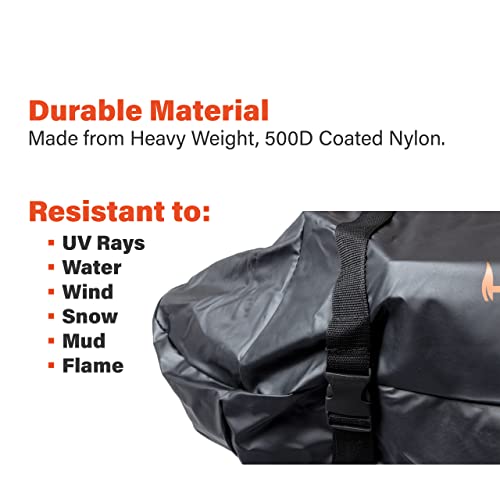 HitchFire Forge 15 Grill Cover, Water, Flame, UV Resistant, Weather Resistant Grill Cover for Portable Grill, BBQ Grill, Two Heavyweight Buckling Straps for Secure Fit