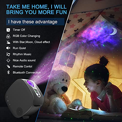 Star Projector,Bluetooth Speaker Remote Control Moon Nebula Galaxy Night Light Projector Ceiling Projector for Bedroom/Home/Theater/Party/Game Rooms/Camping and Night Light Ambience (Kids,Adult)