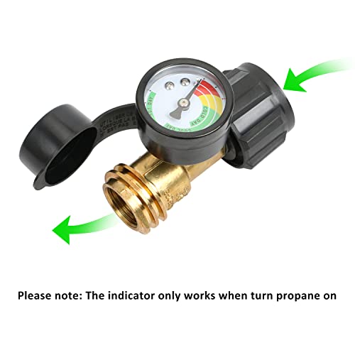 ATKKE Propane Tank Gauge Level Indicator Connector Leak Detector with QCC/Type 1 Connection (2 Pack), Gas Grill Indicator Pressure Meter Gauge for 5-40lb Propane Tanks for BBQ, RV Camper