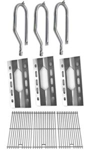 grill parts gallery replacement kit for nexgrill 720-0047, 720-0108, kirkland 720-0011, virco & costco 720-0021-lp included 3 burners, 3 heat plates & stainless steel cooking grates set of 3