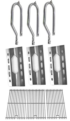 Grill Parts Gallery Replacement Kit for Nexgrill 720-0047, 720-0108, Kirkland 720-0011, Virco & Costco 720-0021-LP Included 3 Burners, 3 Heat Plates & Stainless Steel Cooking Grates Set of 3