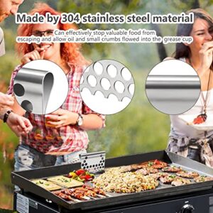 Grill Food Mesh Screen, Grill Grease Cup Filter, Stainless Steel Food Fighter Mesh Screen Blocks Food Falling into Tray, Cooking Accessories for Black Stone Flat Top Griddle and Other Grills