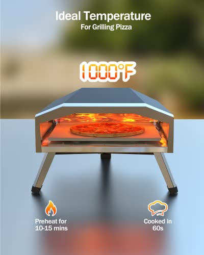 RIEDHOFF 12 Gas Pizza Oven, Outdoor Pizza Oven Propane with Foldable Legs, Portable Pizza Oven for Outside, Backyard, Camping, Party Cooking