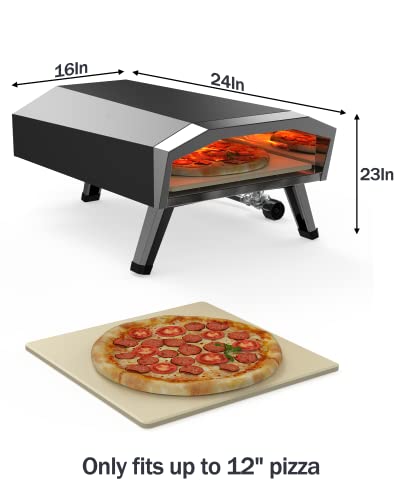RIEDHOFF 12 Gas Pizza Oven, Outdoor Pizza Oven Propane with Foldable Legs, Portable Pizza Oven for Outside, Backyard, Camping, Party Cooking