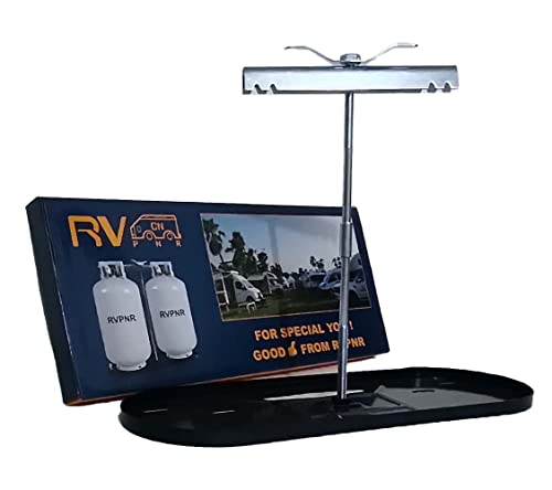 RVPNR RV Dual Propane Tank Mounting Rack 40lb,30lb and 20ld Tanks for Camper and Travel Trailers with Different Connecting Pipes, Black