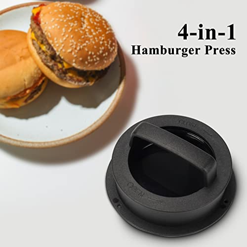 HomeEase Burger Press, 4-in-1 Hamburger Press Patty Maker ABS Grill Press Burger Mold for Griddle Stuffed Slider Kitchen BBQ Barbecue Tool Grilling Accessories 5.5 x 5.5 x 2.56 Inch