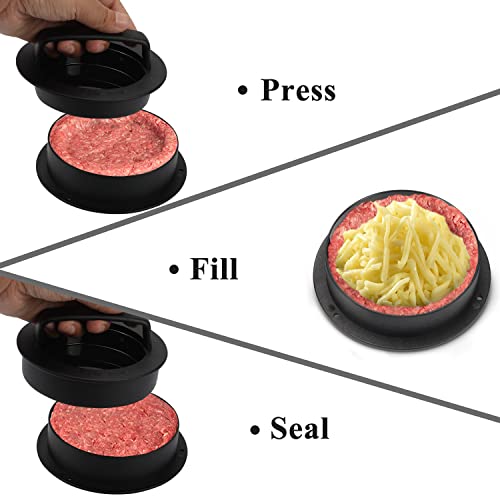 HomeEase Burger Press, 4-in-1 Hamburger Press Patty Maker ABS Grill Press Burger Mold for Griddle Stuffed Slider Kitchen BBQ Barbecue Tool Grilling Accessories 5.5 x 5.5 x 2.56 Inch