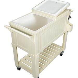 Permasteel PS-203F1-CREAM 80 Quart Patio Cooler with Insulated Basin, CREAM