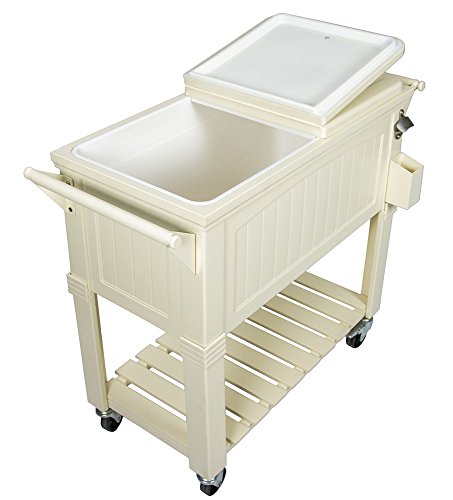 Permasteel PS-203F1-CREAM 80 Quart Patio Cooler with Insulated Basin, CREAM