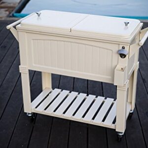 Permasteel PS-203F1-CREAM 80 Quart Patio Cooler with Insulated Basin, CREAM