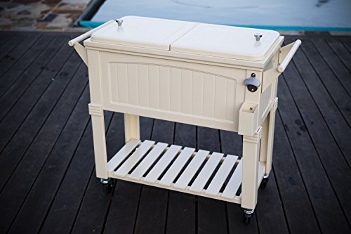 Permasteel PS-203F1-CREAM 80 Quart Patio Cooler with Insulated Basin, CREAM