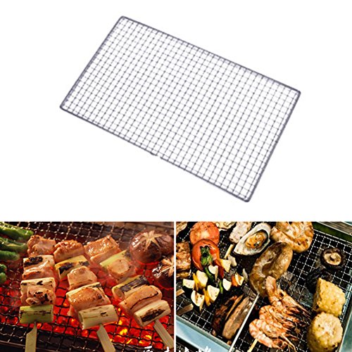 GEZICHTA Carbon Baking Net, BBQ Grill Net Baking mesh mats Barbecue Grill net Stainless Steel Cross Wire, 2540cm for Ourdoor Picnic, BBQ