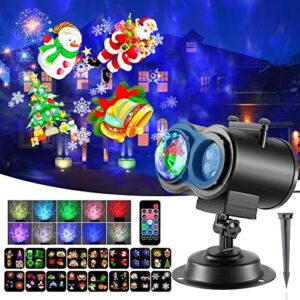 christmas light projector outdoor,holiday projector lights with 3d ocean wave & 26 hd slides,waterproof,remote control,timer,indoor halloween projector lights for xmas party landscape decorations