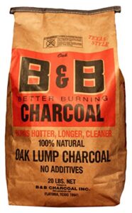 b&b charcoal oak lump charcoal, flavor oak, 20 lbs.